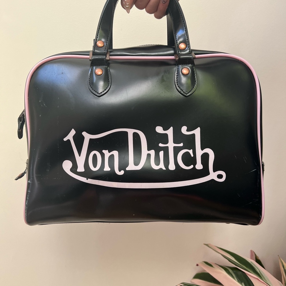 Von Dutch Black Bag with Pink Trim